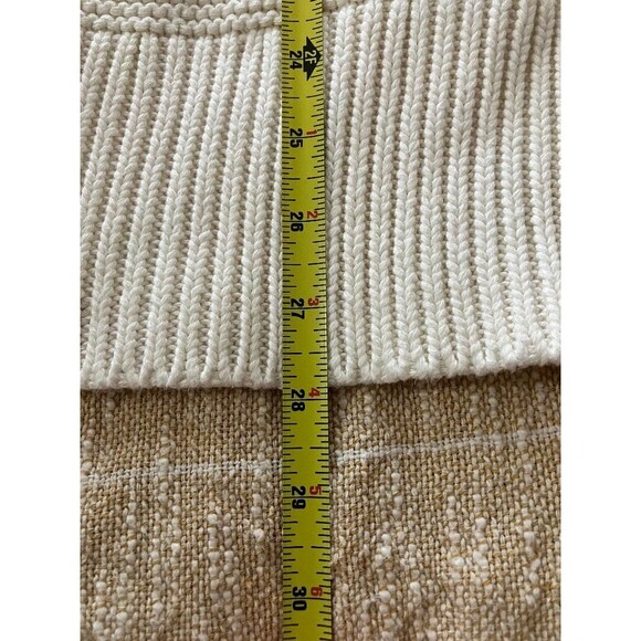 Talbots Womens Sweater Faux Wrap Shawl Collar Chunky Knit Pullover  Ivory Size M - Picture 10 of 11